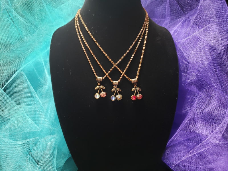 Three Cherry Charm in Copper