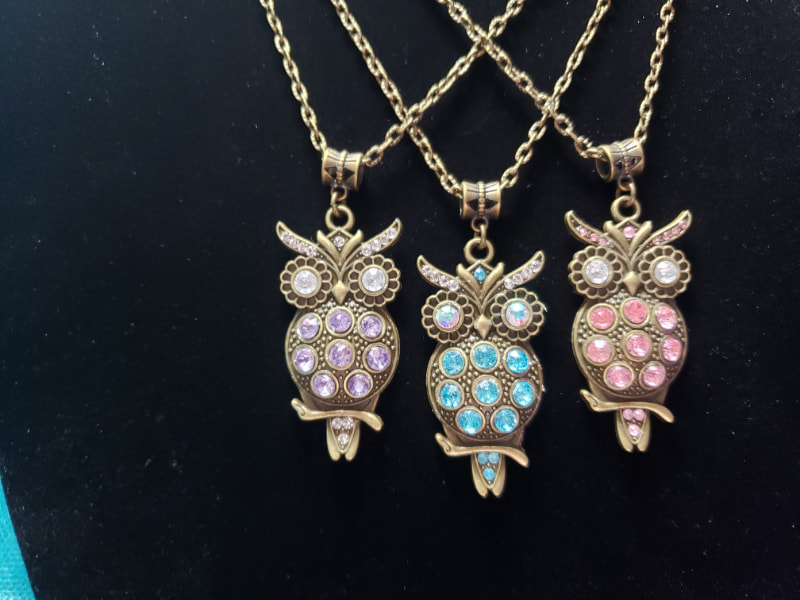 Three Owls in Antique Silver