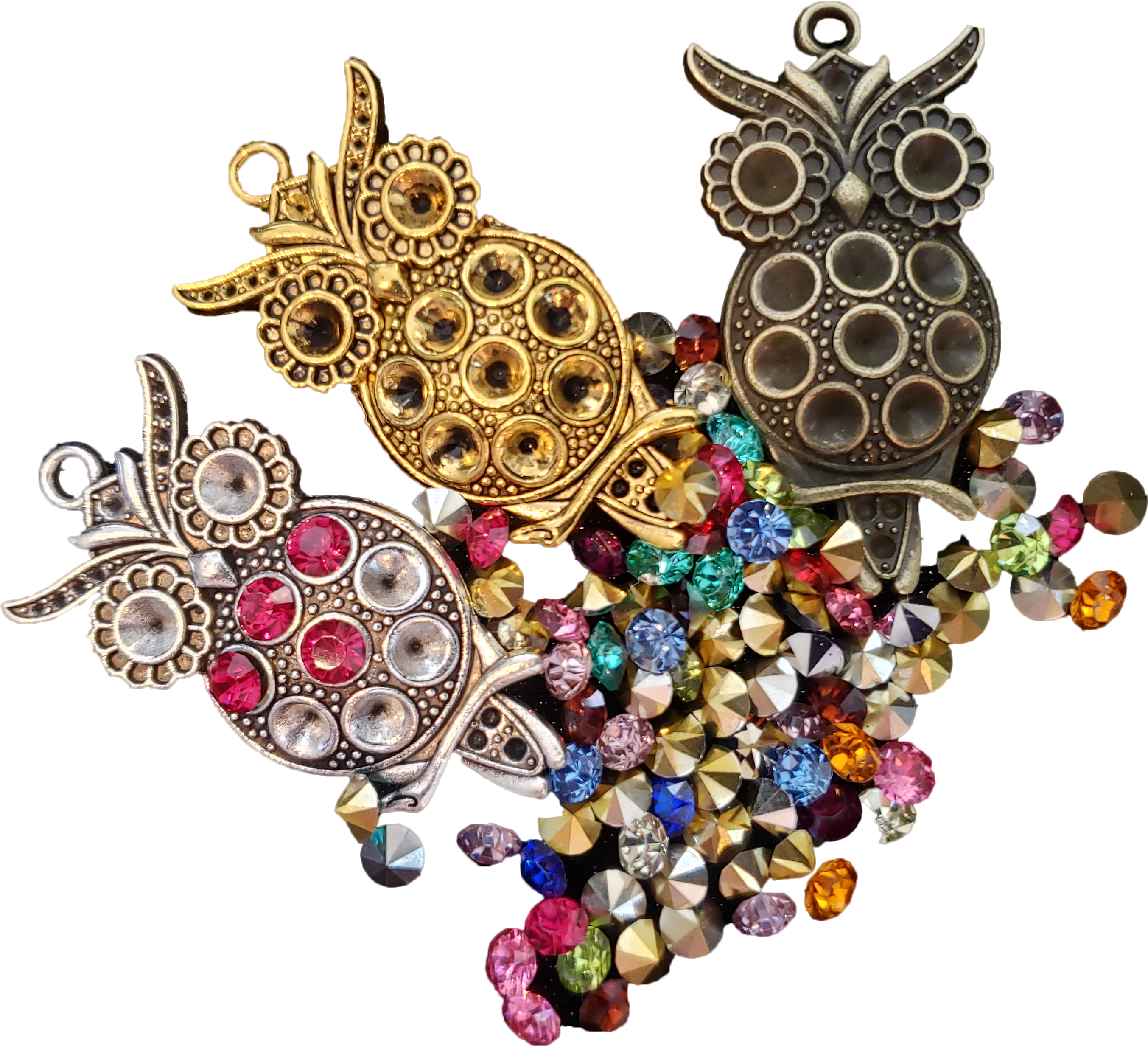 Loose charms and rhinestones